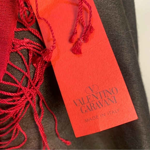 Valentino Garavani Italy Cashmere Silk Pashmina Ombré Scarf Shawl Fringe Wrap - Picture 7 of 13